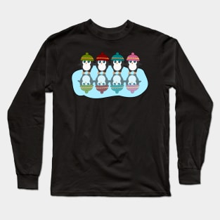 Cute  penguins with colorful little beanies Long Sleeve T-Shirt